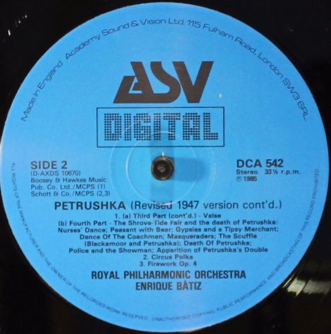 ASV Digital DCA 542 - Igor Stravinsky, Royal Philharmonic Orches - Image 4