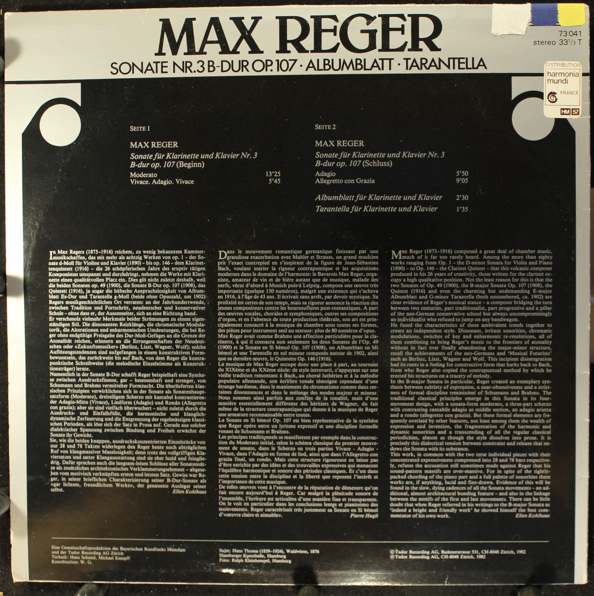 Tudor 724 - Max Reger, Eduard Brunner, Gerhard Oppitz - Sonate N - Image 2