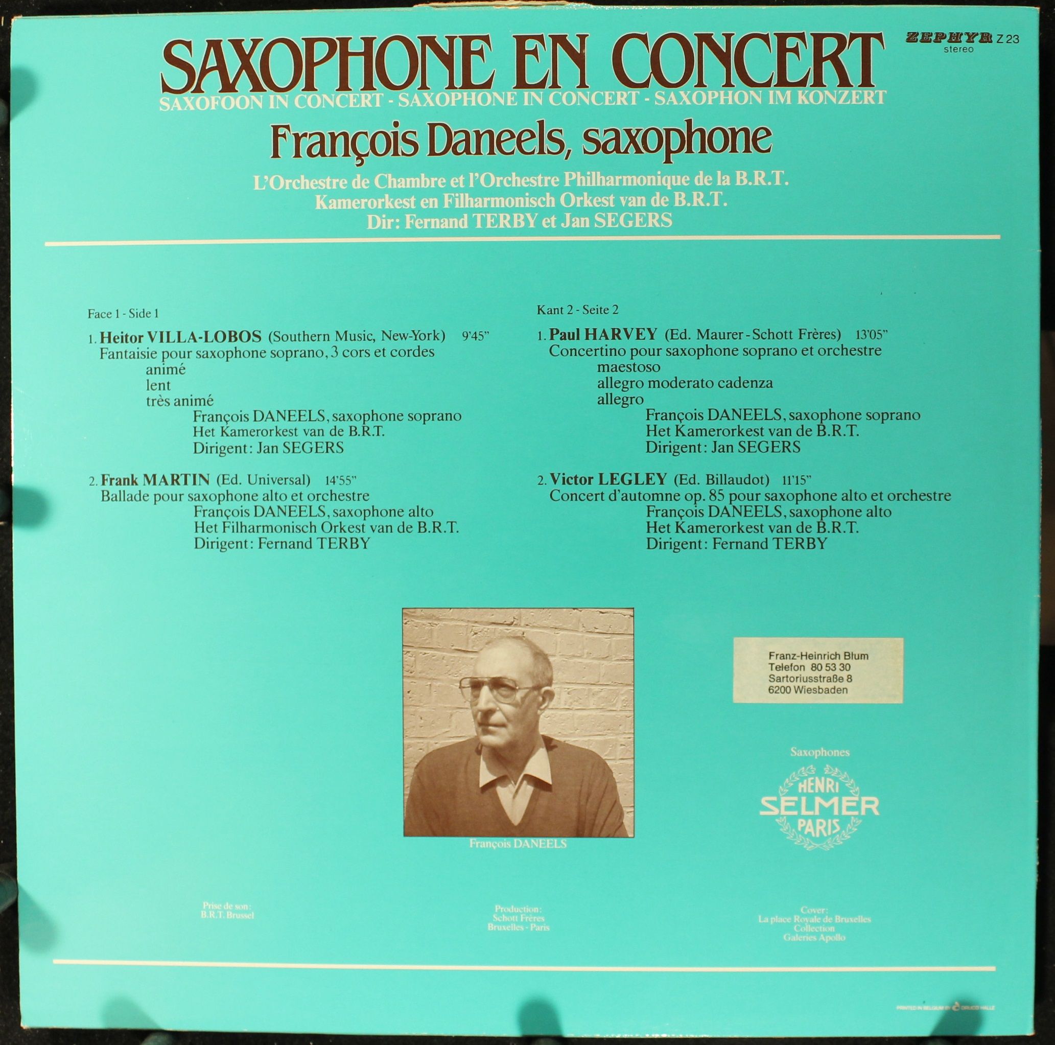 Zephyr (2) Z 23 - François Daneels, Kamerorkest Van De B.R.T., B - Image 2