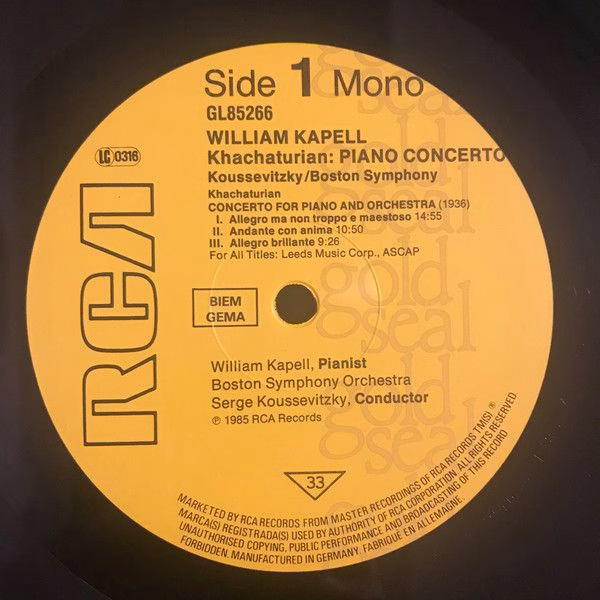 RCA Gold Seal GL85266 - William Kapell, Aram Khatchaturian, Bost - Image 3
