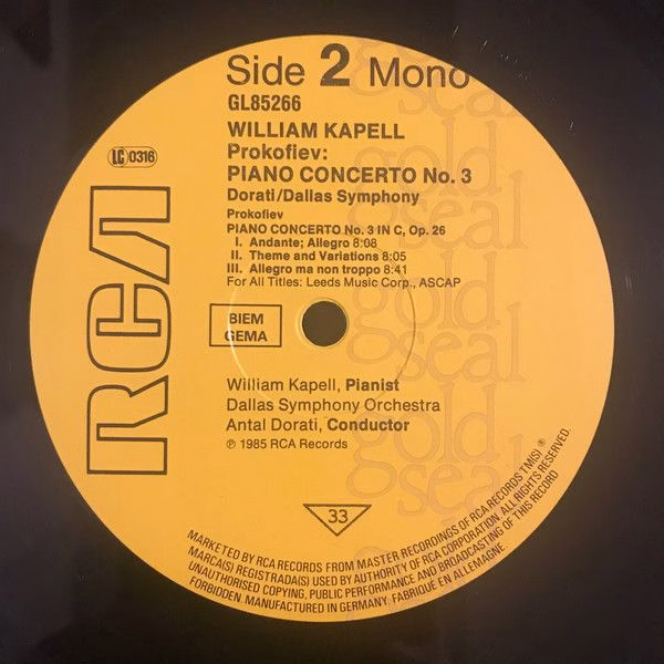 RCA Gold Seal GL85266 - William Kapell, Aram Khatchaturian, Bost - Image 4