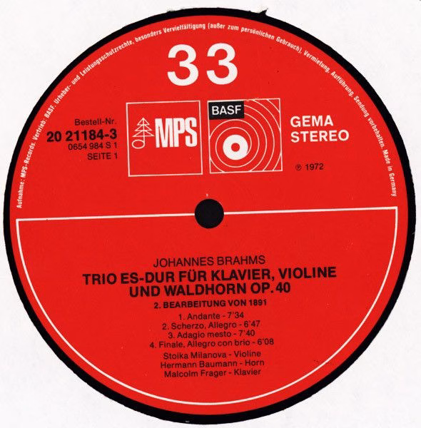 MPS 20 21184-3 - Johannes Brahms - Horntrio - Klarinettentrio - Image 3