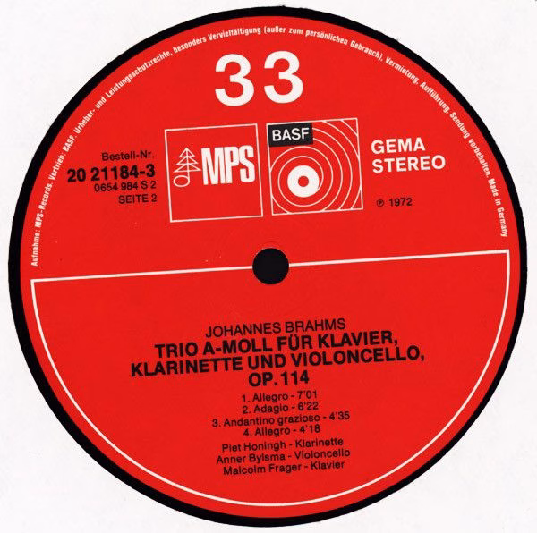 MPS 20 21184-3 - Johannes Brahms - Horntrio - Klarinettentrio - Image 4