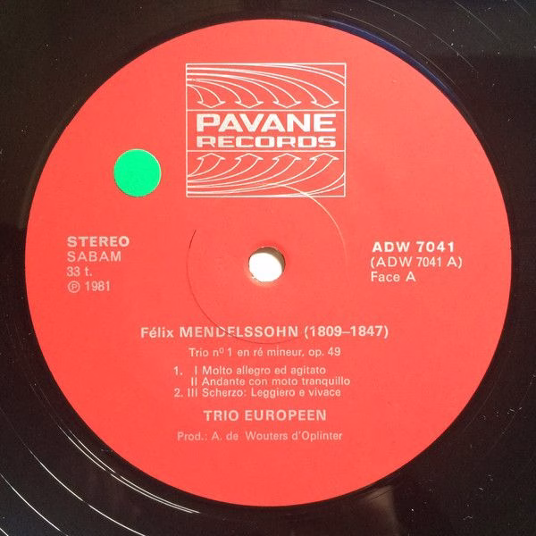 Pavane Records ADW 7041 - Trio Européen, Felix Mendelssohn-Barth - Image 3