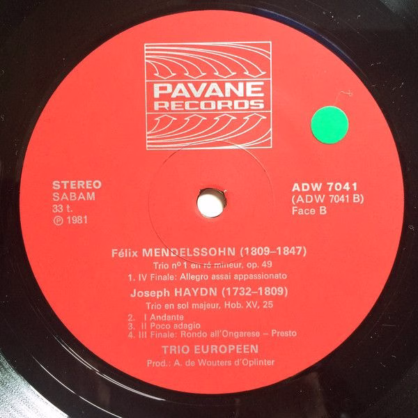 Pavane Records ADW 7041 - Trio Européen, Felix Mendelssohn-Barth - Image 4