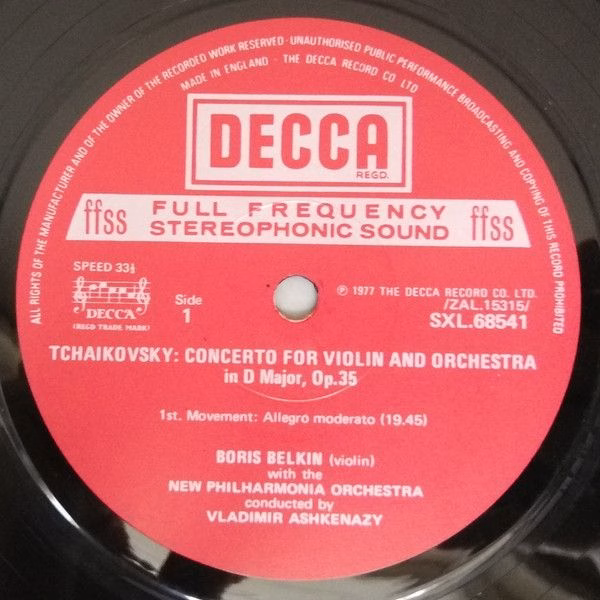 DECCA SXL 6854 - Pyotr Ilyich Tchaikovsky, Boris Belkin, New Phi - Image 3