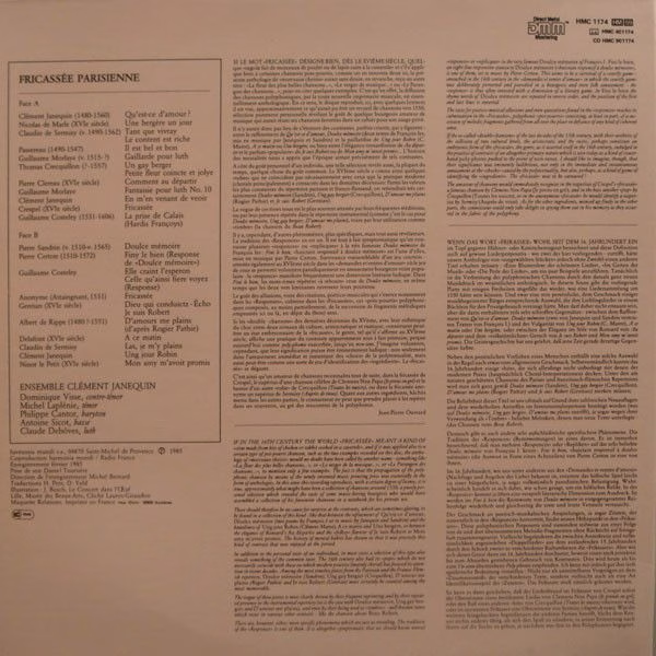 harmonia mundi France HMC 1174 - Ensemble Clément Janequin, Domi - Image 2