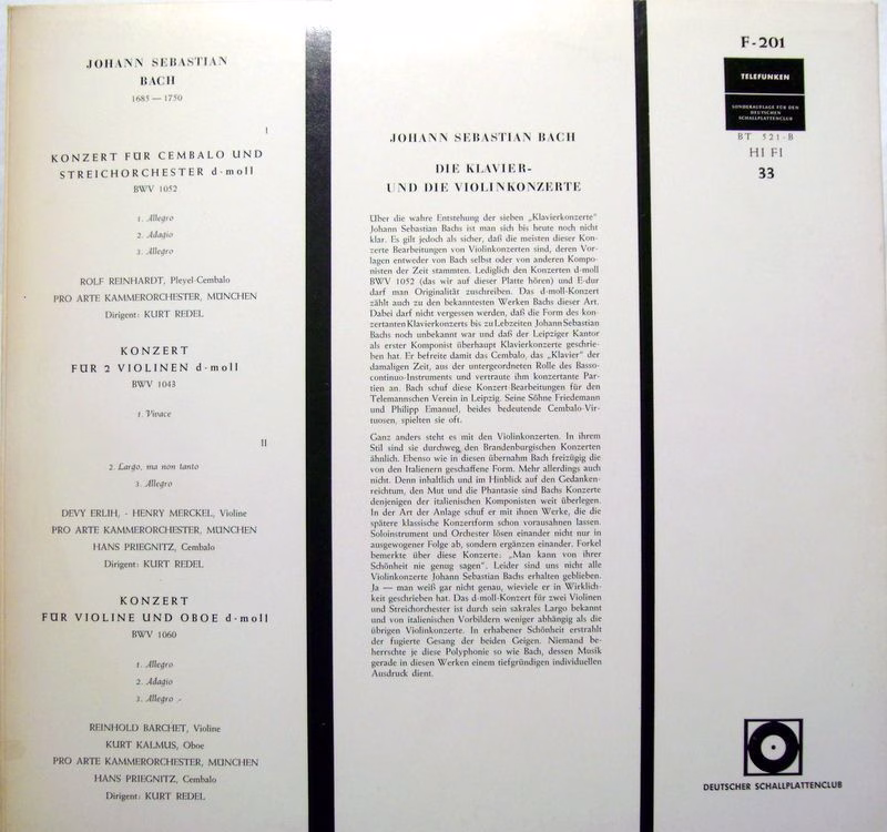 Telefunken BT 521 - Johann Sebastian Bach, Orchestre Pro Arte De - Image 5