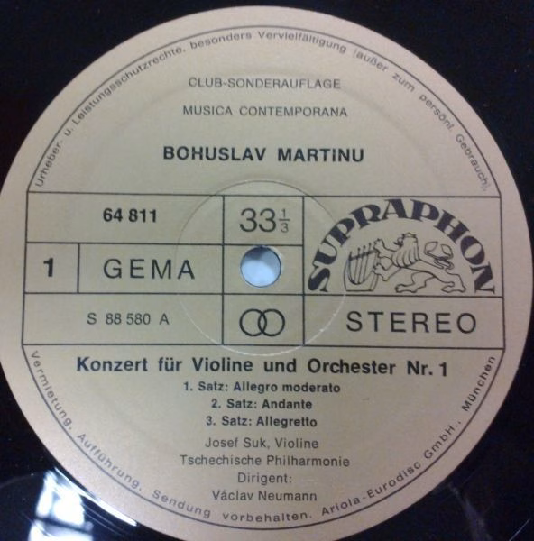 Supraphon 64811 - Bohuslav Martinů, Josef Suk, The Czech Philhar - Image 3