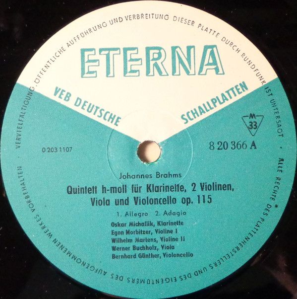 Eterna 8 20 366 - Johannes Brahms, Oskar Michallik, Streichquart - Image 3