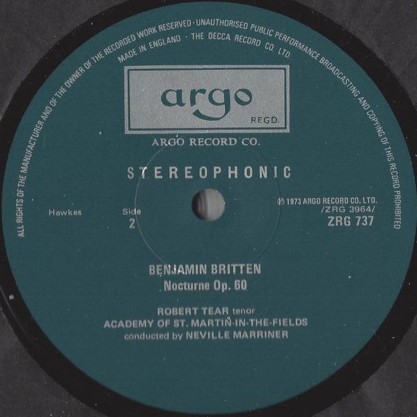 Argo ZRG 737 - Gustav Mahler, Benjamin Britten, Robert Tear, The - Image 6