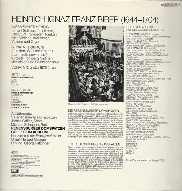 Deutsche Harmonia Mundi 1C 067-99 956 T - Heinrich Ignaz Franz B - Image 2