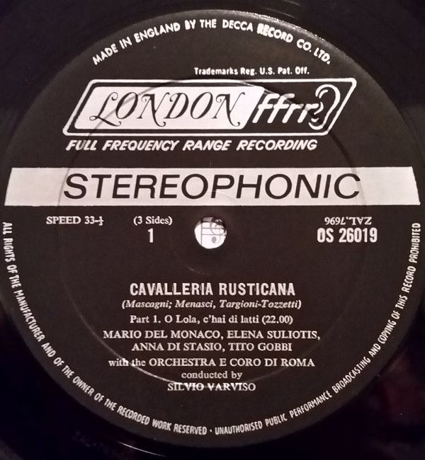 London Records OSA 1266 - Pietro Mascagni, Elena Souliotis, Mari - Image 2