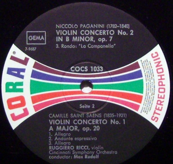 Coral COCS 1033 - Niccolò Paganini, Camille Saint-Saëns, Ruggier - Image 3