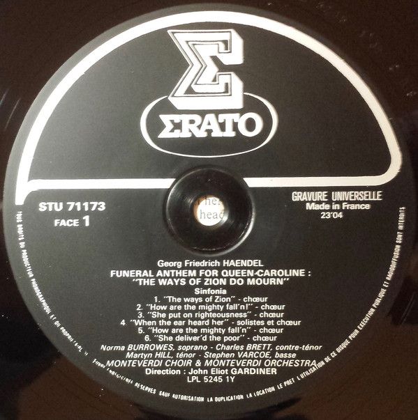 Erato STU 71173 - Georg Friedrich Händel, The Monteverdi Choir, - Image 3
