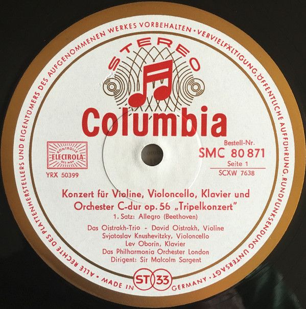 Columbia SMC 80 871 - Ludwig Van Beethoven, David Oistrakh Trio, - Image 6