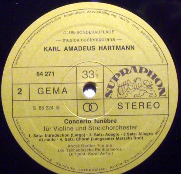 Supraphon 64 271 - Paul Hindemith, Karl Amadeus Hartmann, The Cz - Image 4