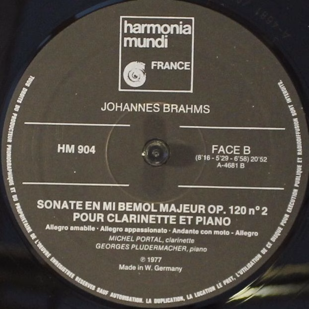 harmonia mundi France B 904 - Johannes Brahms, Michel Portal, Ge - Image 4