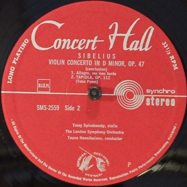 Concert Hall SMS-2559 - Jean Sibelius - Violin Concerto In D Min - Image 4