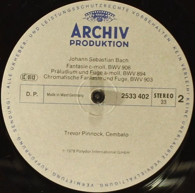 Archiv Produktion 2533 402 - Johann Sebastian Bach, Trevor Pinno - Image 4