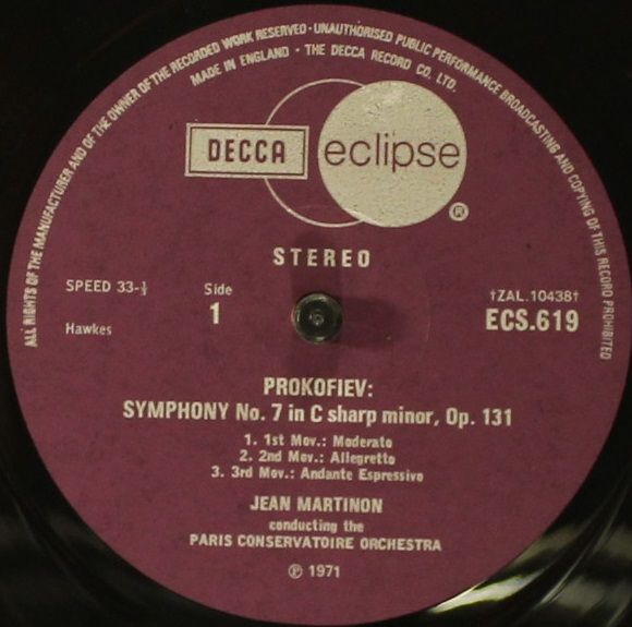 DECCA ECS 619 - Sergei Prokofiev, Orchestre De La Société Des Co - Image 3