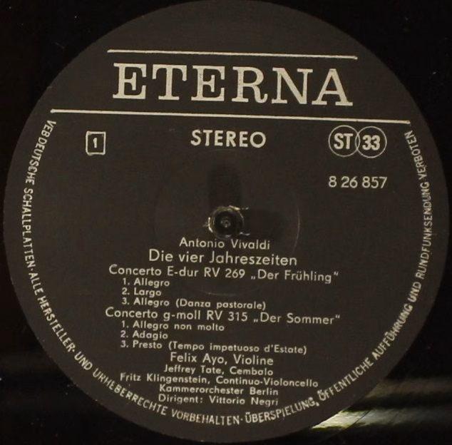 Eterna 8 26 857 - Antonio Vivaldi, Félix Ayo, Kammerorchester Be - Image 3
