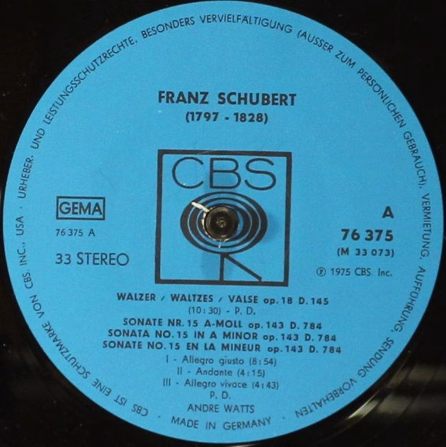CBS 76375 - André Watts, Franz Schubert - Wanderer Fantasy, Op. - Image 5