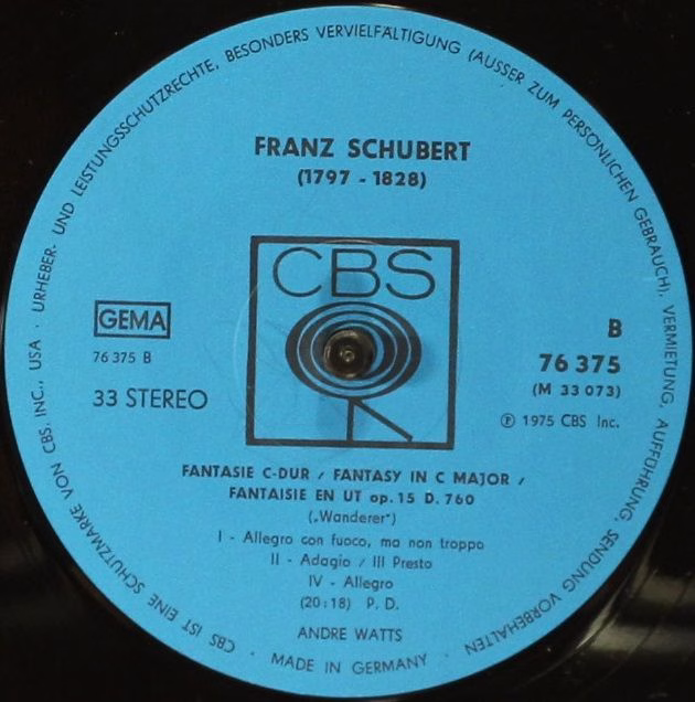 CBS 76375 - André Watts, Franz Schubert - Wanderer Fantasy, Op. - Image 6