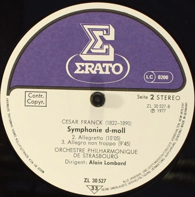 Erato ZL 30527 - César Franck, Orchestre Philharmonique De Stras - Image 4