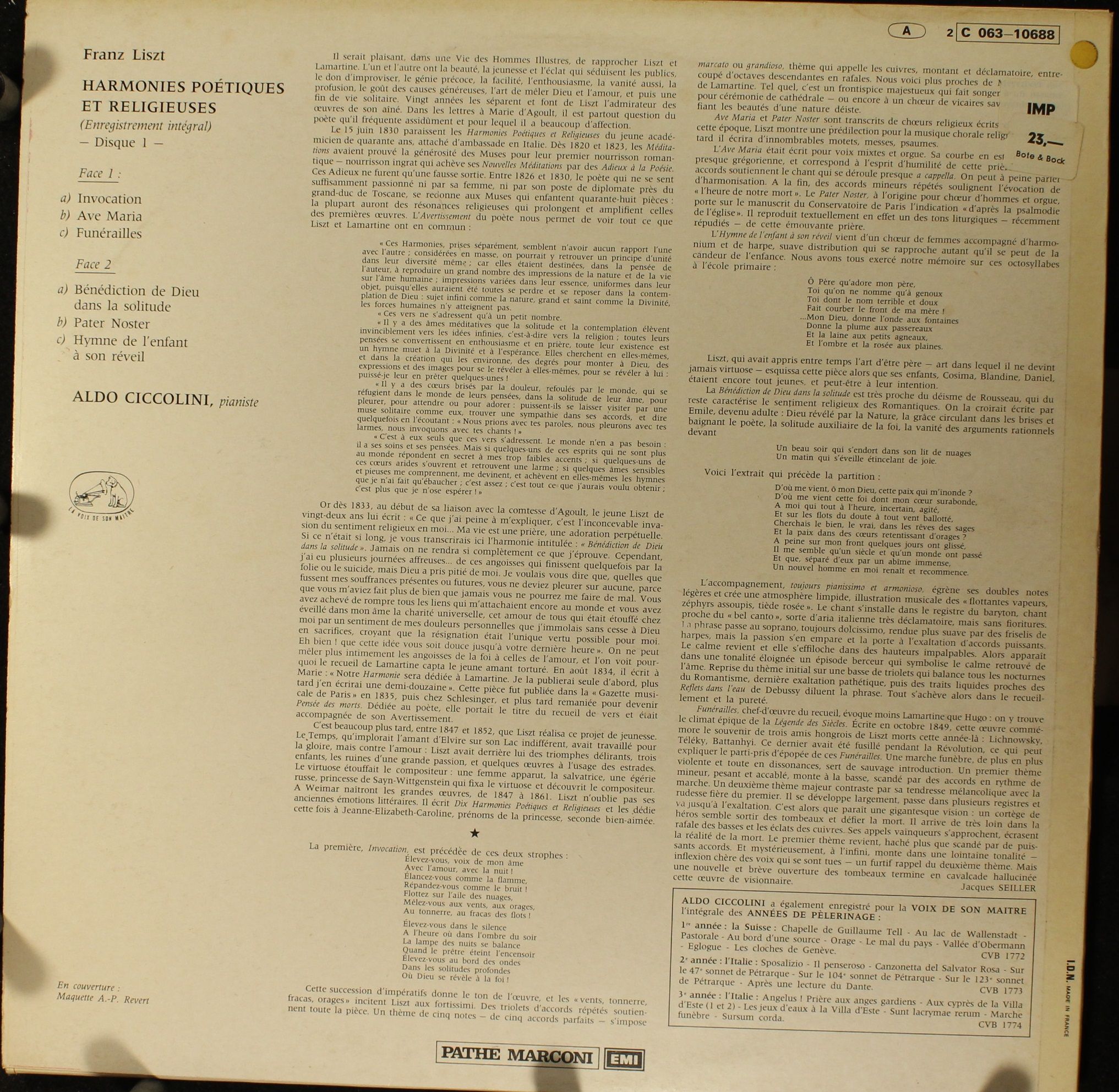 La Voix De Son Maître 2C 063-10688 - Franz Liszt, Aldo Ciccolini - Image 2