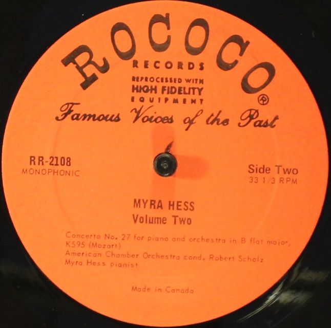 Rococo Records (5) RR-2108 - Myra Hess, Wolfgang Amadeus Mozart, - Image 3