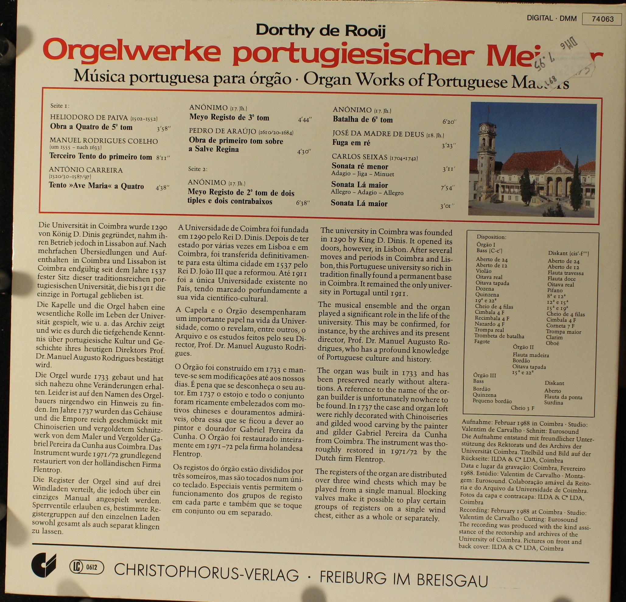 Christophorus 74063 - Dorthy de Rooij - Orgelwerke Portugiesisch - Image 2