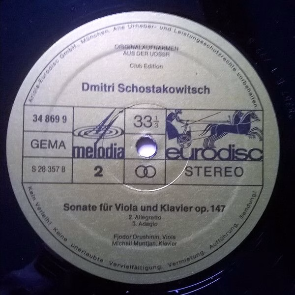 Eurodisc 34 869 9 - Dmitri Shostakovich - Lieder Op.146, Bratsch - Image 3