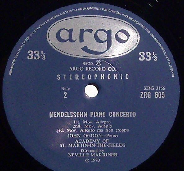 Argo ZRG 605 - Felix Mendelssohn-Bartholdy, Brenda Lucas, John O - Image 4