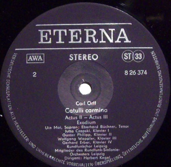 Eterna 8 26 374 - Carl Orff, Ute Mai, Eberhard Büchner, Rundfunk - Image 3