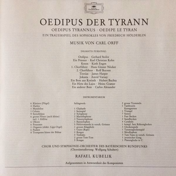 Deutsche Grammophon 2740 227 - Carl Orff - Oedipus Der Tyrann - Image 4