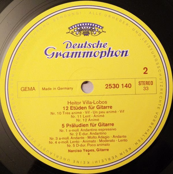 Deutsche Grammophon 2530 140 - Heitor Villa-Lobos, Narciso Yepes - Image 4