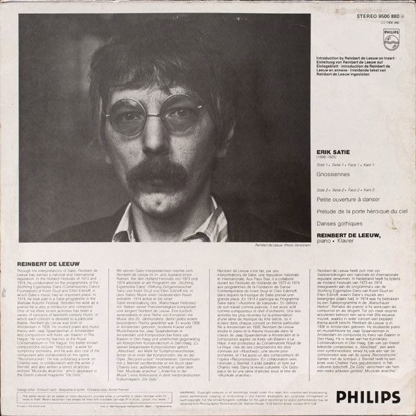 Philips 9500 880 - Erik Satie, Reinbert de Leeuw - Early Piano W - Image 2