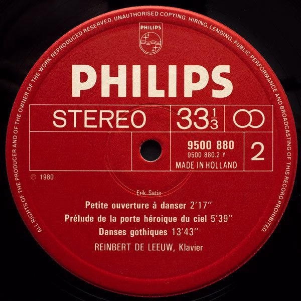 Philips 9500 880 - Erik Satie, Reinbert de Leeuw - Early Piano W - Image 10