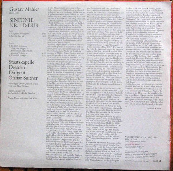 Eterna 8 25 365 - Gustav Mahler, Staatskapelle Dresden, Otmar Su - Image 2