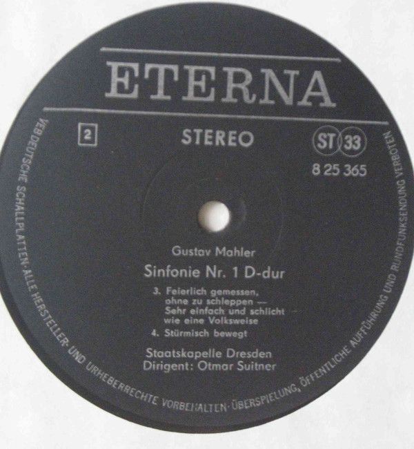 Eterna 8 25 365 - Gustav Mahler, Staatskapelle Dresden, Otmar Su - Image 3