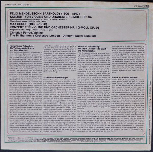 His Master's Voice 1C 053-00791 - Felix Mendelssohn-Bartholdy, M - Image 4