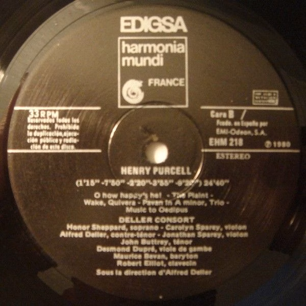harmonia mundi France EHM 218 - Henry Purcell, Deller Consort, A - Image 4