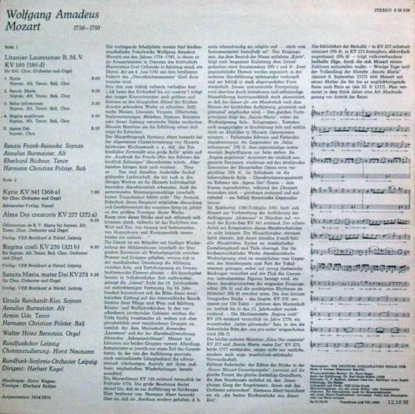 Eterna 8 26 839 - Wolfgang Amadeus Mozart, Renate Frank-Reinecke - Image 3