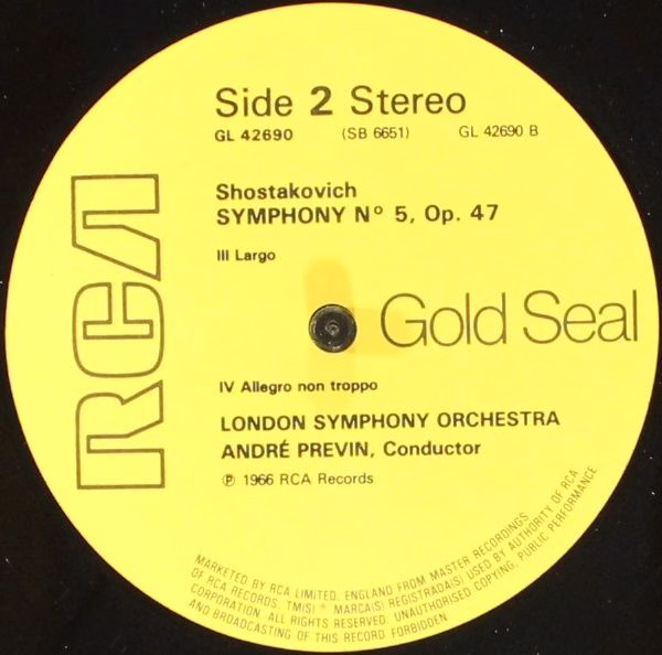 RCA Gold Seal GL 42690 - Dmitri Shostakovich, André Previn, Lond - Image 4