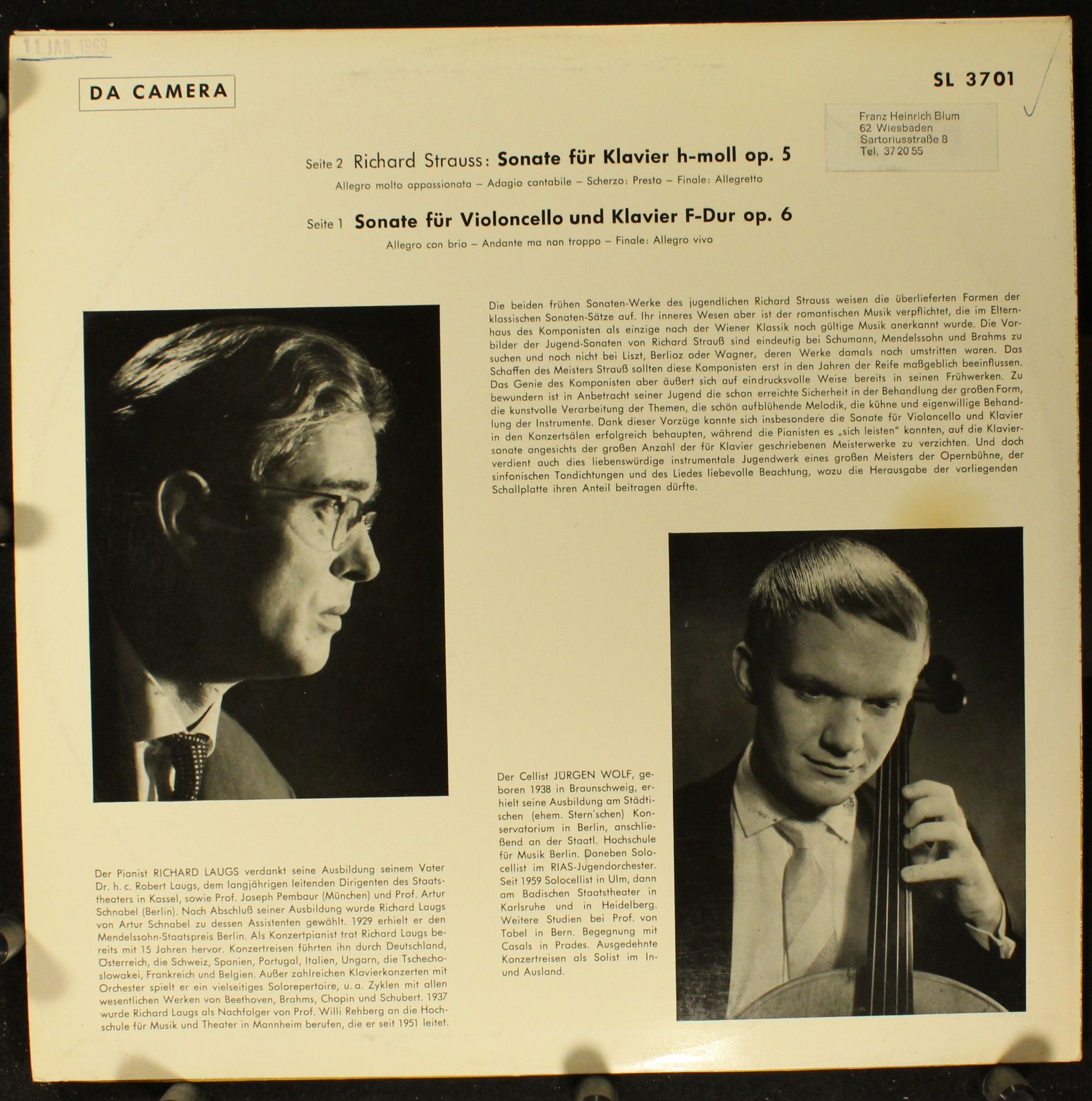 Da Camera Magna SM 93701 - Richard Strauss, Jürgen Wolf, Richard - Image 2