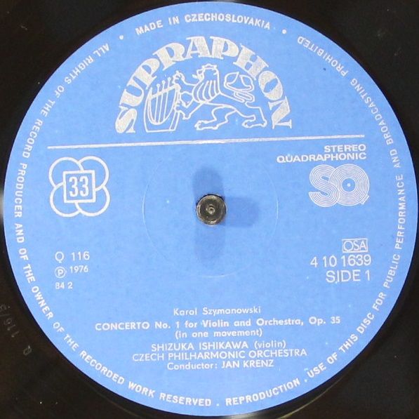 Supraphon 1410 1639 - Karol Szymanowski, Sergei Prokofiev, Shizu - Image 3