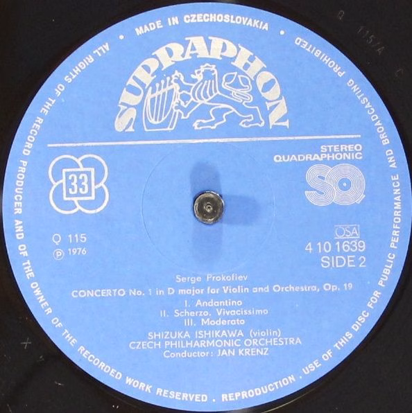 Supraphon 1410 1639 - Karol Szymanowski, Sergei Prokofiev, Shizu - Image 4