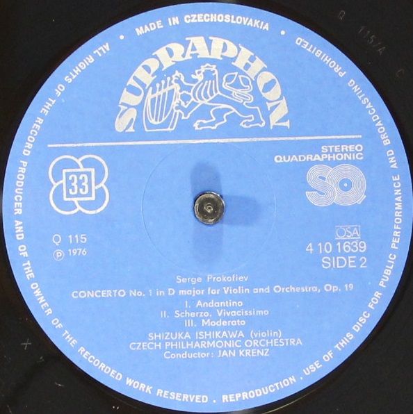 Supraphon 1410 1639 - Karol Szymanowski, Sergei Prokofiev, Shizu - Image 4