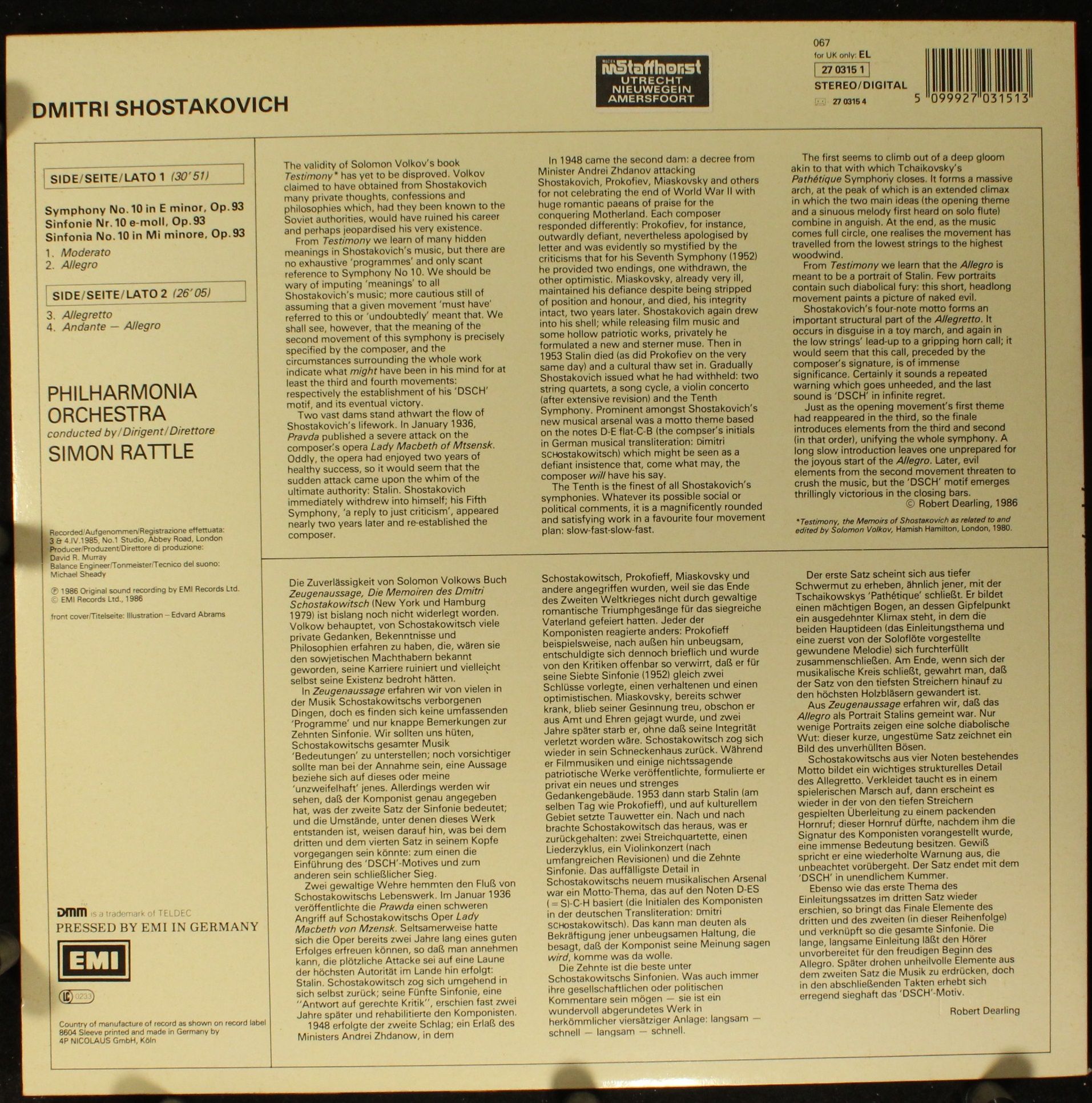 His Master's Voice Digital EL 27 0315 1 - Dmitri Shostakovich, S - Image 2